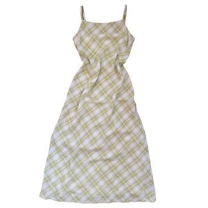 Perry Ellis Plaid Maxi Dress Green and Cream Kids size 12